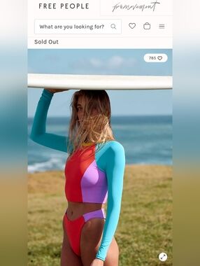 OneOne Colorblock Long Sleeve Rash Guard Bikini Set Women's Size Small Like New